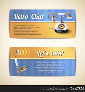 European style old fashioned antique rotary dial classic desk telephone horizontal banners set abstract isolated vector illustration
