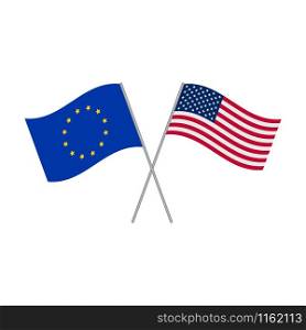 European Union and American flags vector isolated on white background
