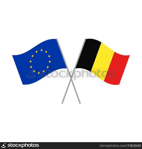 European Union and Belgian flags vector isolated on white background