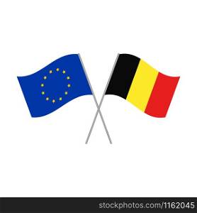 European Union and Belgian flags vector isolated on white background