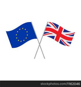 European Union and British flags vector isolated on white background