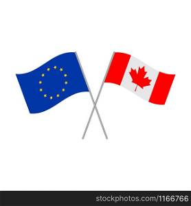 European Union and Canadian flags vector icon isolated on white background
