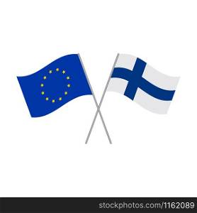European Union and Finnish flags vector isolated on white background