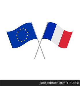 European Union and French flags vector isolated on white background