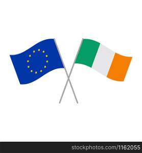 European Union and Irish flags vector isolated on white background