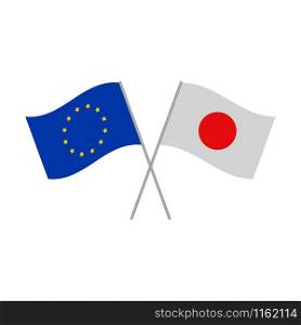European Union and Japanese flags vector isolated on white background