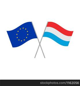 European Union and Luxembourg flags vector isolated on white background