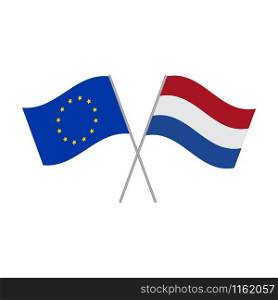 European Union and Netherlandish flags vector isolated on white background
