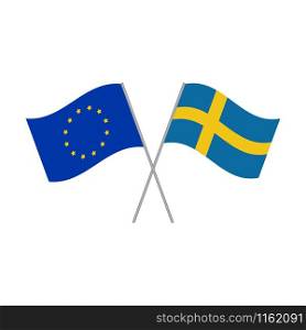 European Union and Swedish flags vector isolated on white background