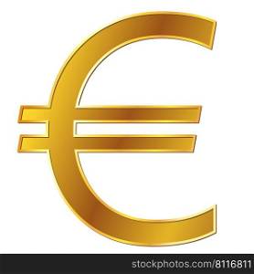 European Union Euro EUR currency gold sign front view isolated on white background. Currency by the European Central Bank. Vector illustration.. European Union Euro EUR currency gold sign front view isolated on white background. Currency by the European Central Bank.