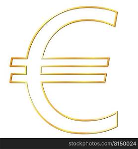 European Union Euro EUR currency gold sign outline in front view isolated on white background. Currency by the European Central Bank. Vector illustration.. European Union Euro EUR currency gold sign outline in front view isolated on white background. Currency by the European Central Bank.