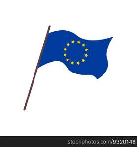 European Union flag isolated. Vector flat illustration of waving flag of EU. 12 yellow stars on blue background.. European Union flag isolated. Vector flat illustration of waving flag of EU. 12 yellow stars on blue background