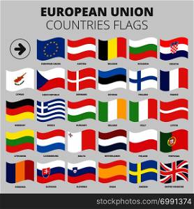 European Union flags set for using with white backgrounds. European Union flags