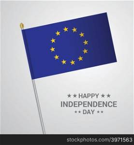 European Union Independence day typographic design with flag vector