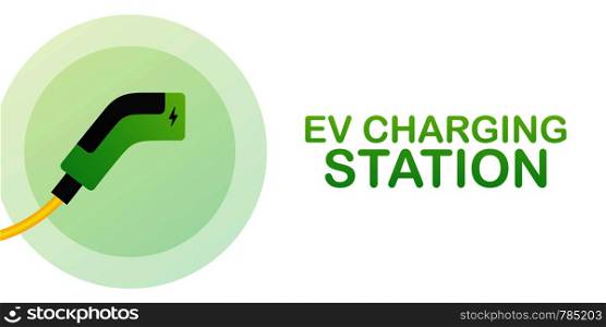 EV charging station banner. Vector illustration. EV charging station banner. Vector stock illustration.