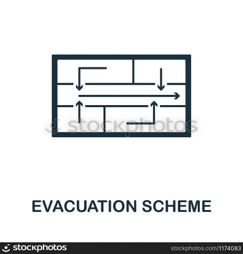 Evacuation Scheme icon. Creative element design from fire safety icons collection. Pixel perfect Evacuation Scheme icon for web design, apps, software, print usage.. Evacuation Scheme icon. Creative element design from fire safety icons collection. Pixel perfect Evacuation Scheme icon for web design, apps, software, print usage