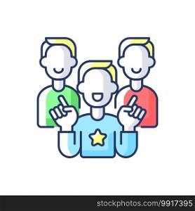 Evangelism marketing RGB color icon. Advanced form of marketing in which companies develop customers who believe in product. Isolated vector illustration. Evangelism marketing RGB color icon