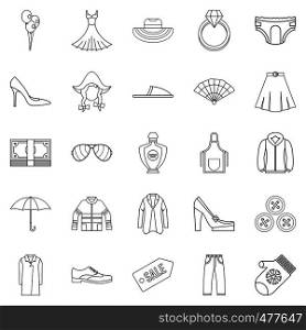 Evening dress icons set. Outline set of 25 evening dress vector icons for web isolated on white background. Evening dress icons set, outline style