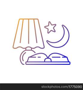 Evening reading gradient linear vector icon. Late nighttime studying. Fairytale books to read before bedtime. Thin line color symbols. Modern style pictogram. Vector isolated outline drawing. Evening reading gradient linear vector icon