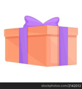 Event gift box icon cartoon vector. Ribbon present. Giftbox package. Event gift box icon cartoon vector. Ribbon present