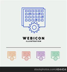 Event, management, processing, schedule, timing 5 Color Line Web Icon Template isolated on white. Vector illustration. Vector EPS10 Abstract Template background