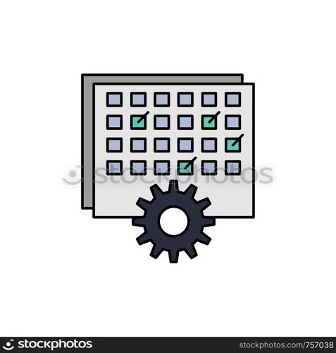 Event, management, processing, schedule, timing Flat Color Icon Vector