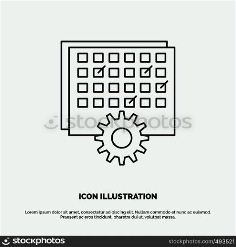 Event, management, processing, schedule, timing Icon. Line vector gray symbol for UI and UX, website or mobile application. Vector EPS10 Abstract Template background