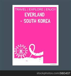 Everland South Korea Yongin, South Korea monument landmark brochure Flat style and typography vector