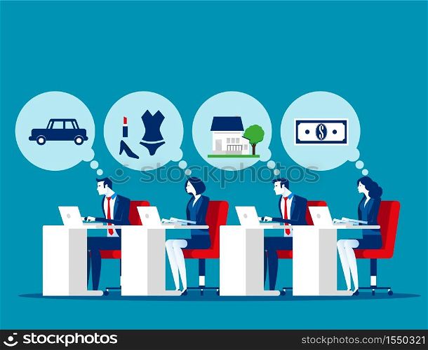 Everyone working for want. Concept business vector, Dreams, Working, Employment and labor.