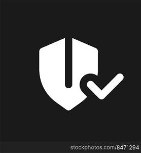Everything is secured dark mode glyph ui icon. Digital privacy. Protection. User interface design. White silhouette symbol on black space. Solid pictogram for web, mobile. Vector isolated illustration. Everything is secured dark mode glyph ui icon