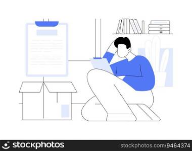 Eviction notice abstract concept vector illustration. Depressed citizen getting notification about eviction, moving our process, bureaucratic procedures, real estate problems abstract metaphor.. Eviction notice abstract concept vector illustration.