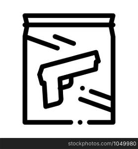 Evidence Gun Law And Judgement Icon Vector Thin Line. Contour Illustration. Evidence Gun Law And Judgement Icon Vector Illustration