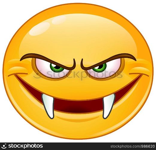 Evil emoji emoticon with fangs