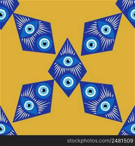 Evil eye mandala seamless pattern. Symbol of protection, Turkish souvenir.. Evil eye mandala seamless pattern. Symbol of protection, Turkish souvenir