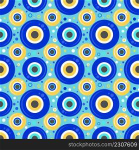 Evil eye seamless pattern. Symbol of protection in Turkey and Greece. Background with blue nazar talismans. Vector amulet.. Evil eye seamless pattern. Symbol of protection in Turkey and Greece. Background with blue nazar talismans. Vector amulet