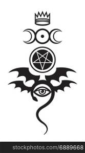 EVIL EYE (The Greater Malefic). EVIL EYE (The Greater Malefic). Emblem of Witchcraft and Sign of Necromancy. Diabolic Symbol.