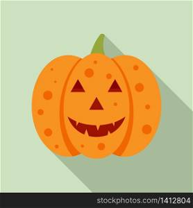 Evil pumpkin icon. Flat illustration of evil pumpkin vector icon for web design. Evil pumpkin icon, flat style