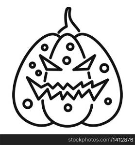 Evil pumpkin icon. Outline evil pumpkin vector icon for web design isolated on white background. Evil pumpkin icon, outline style