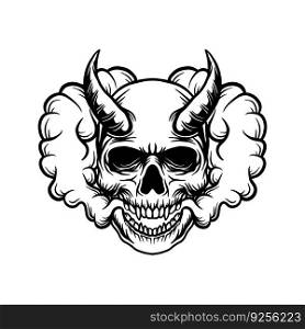 Evil skull with smoke Royalty Free Vector Image