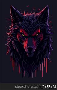 Evil Wolf of Magic  Detailed Face Illustration in Studio Ghibli Style
