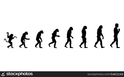Evolution of the person. Evolution from a monkey to the person. A vector illustration