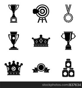 Exalted icons set. Simple set of 9 exalted vector icons for web isolated on white background. Exalted icons set, simple style