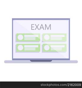 Exam laptop online icon cartoon vector. Test digital. Quiz school. Exam laptop online icon cartoon vector. Test digital