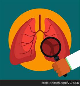 Examination of lungs icon. Flat illustration of examination of lungs vector icon for web design. Examination of lungs icon, flat style