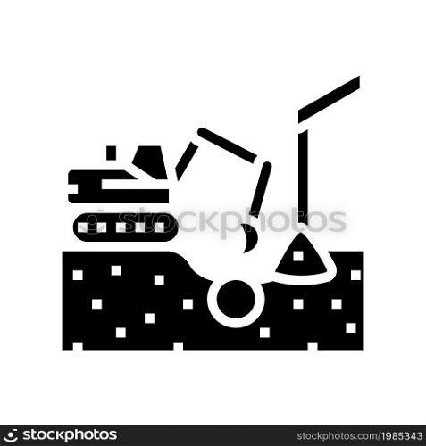 excavation pipe from ground glyph icon vector. excavation pipe from ground sign. isolated contour symbol black illustration. excavation pipe from ground glyph icon vector illustration