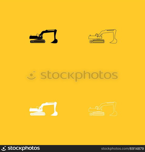 Excavator black and white set icon .. Excavator black and white set icon . Flat style .