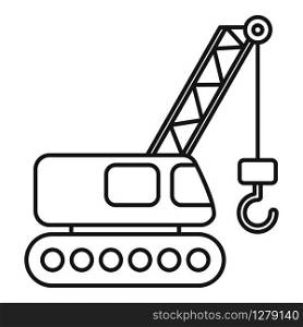 Excavator construction crane icon. Outline excavator construction crane vector icon for web design isolated on white background. Excavator construction crane icon, outline style