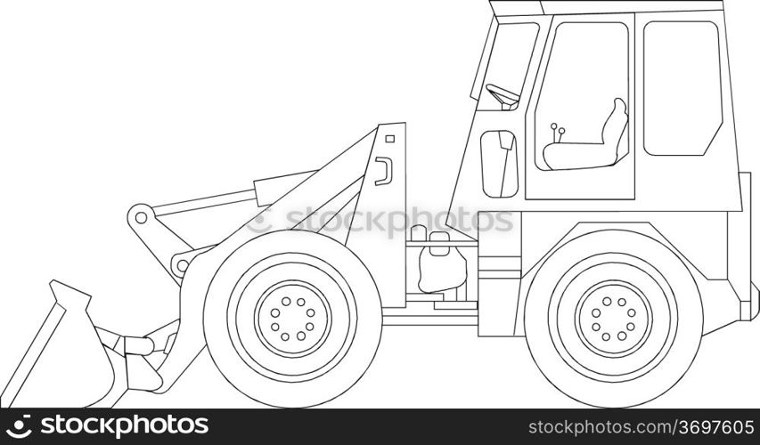 excavator - dozer tractor isolated on background