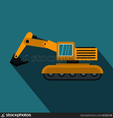 Excavator icon. Flat illustration of excavator vector icon for web. Excavator icon, flat style