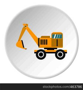 Excavator icon in flat circle isolated vector illustration for web. Excavator icon circle